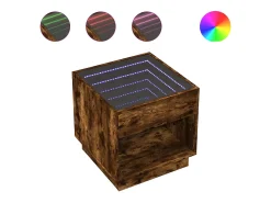 Mesa de centro con Infinity LED roble ahumado 50x50x50 cm