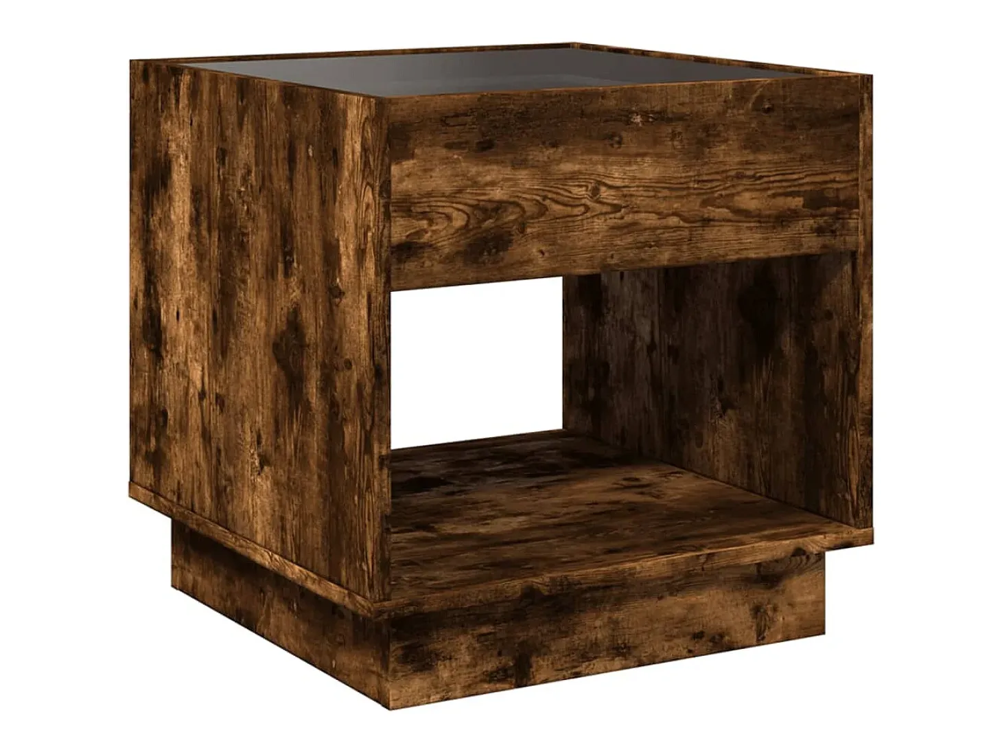 Mesa de centro con Infinity LED roble ahumado 50x50x50 cm