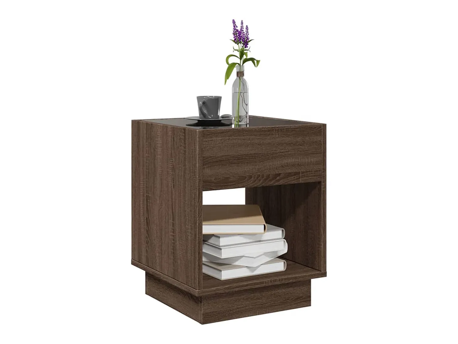 Mesa de centro con Infinity LED marrón roble 40x40x50 cm