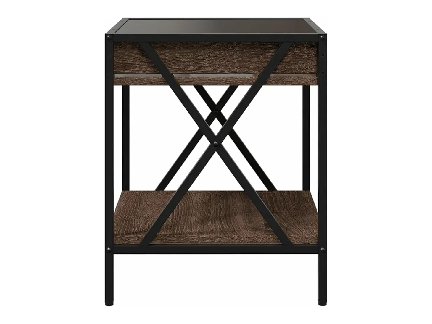 Mesa de centro con Infinity LED marrón roble 40x40x49 cm