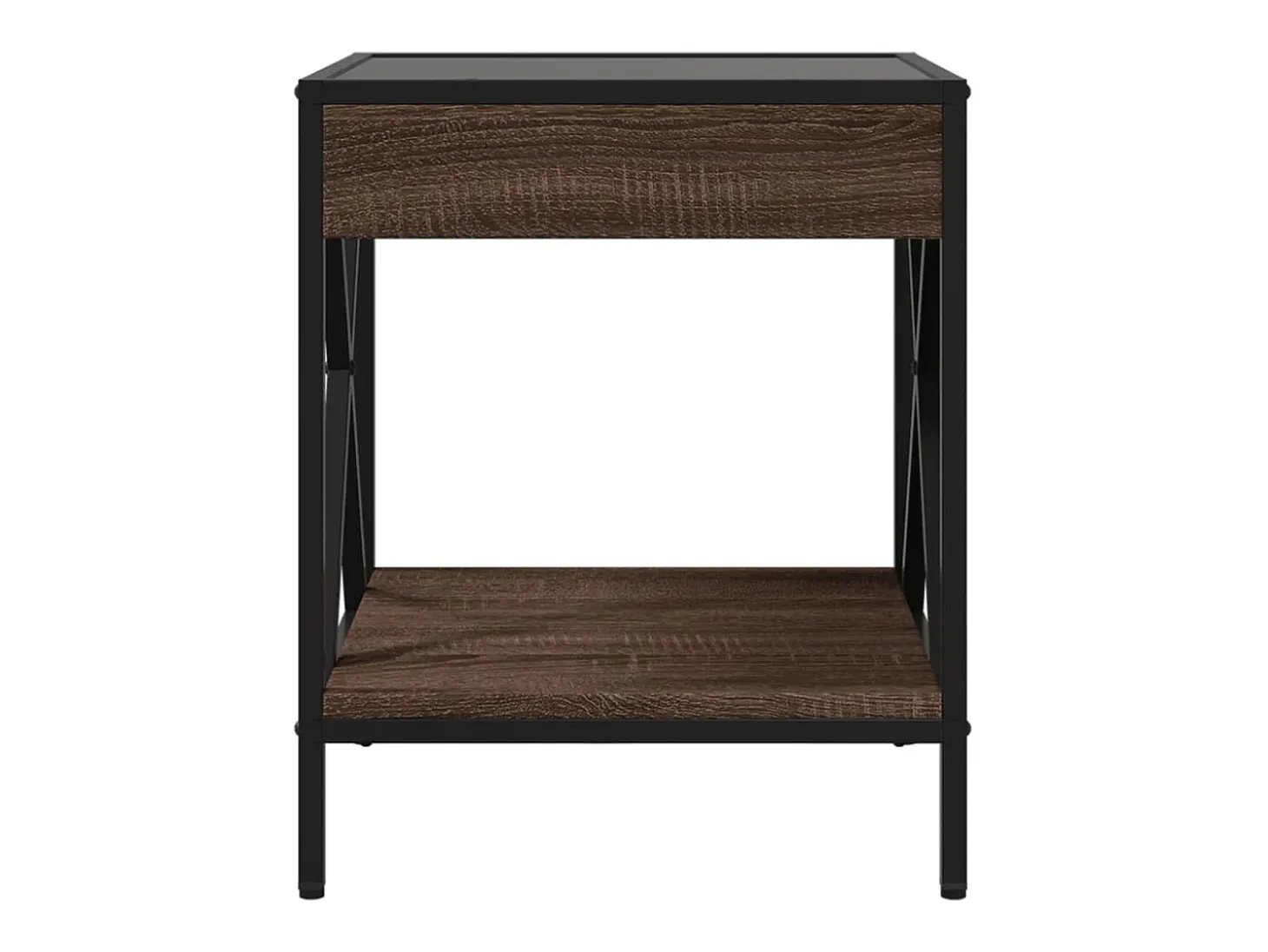Mesa de centro con Infinity LED marrón roble 40x40x49 cm