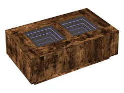 Mesa de centro con Infinity LED roble ahumado 116x69x40 cm