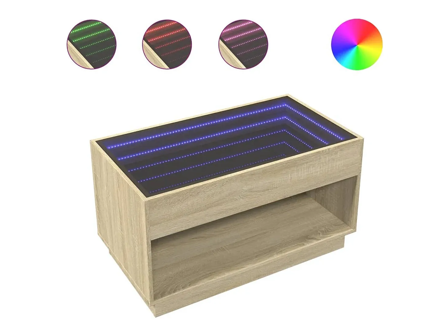 Mesa de centro con Infinity LED roble Sonoma 90x50x50 cm