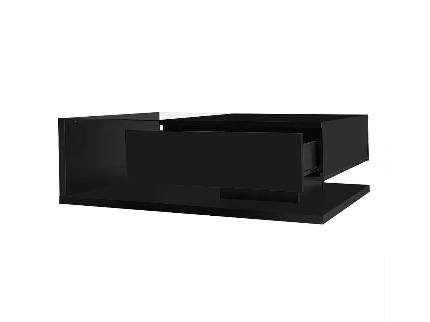 Mesa de centro con LED - vidrio y tableros de partículas - Negro