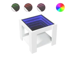 Mesa de centro con LED madera de ingeniería blanca 53x53x45 cm
