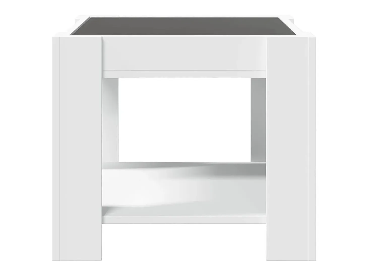 Mesa de centro con LED madera de ingeniería blanca 53x53x45 cm