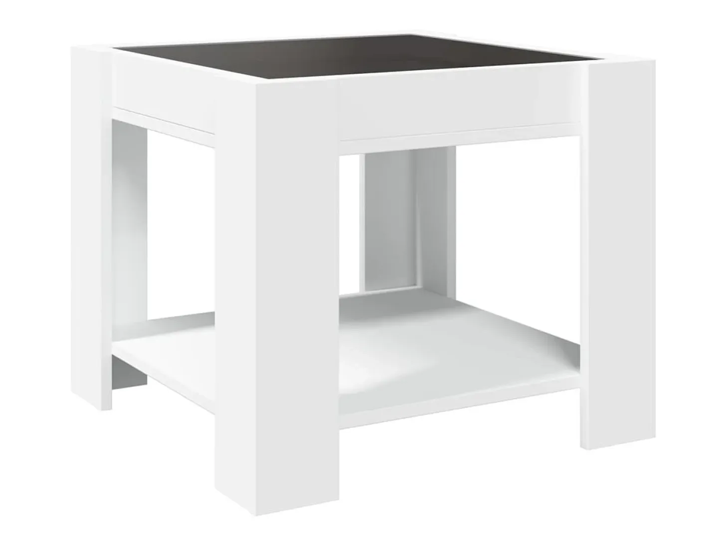 Mesa de centro con LED madera de ingeniería blanca 53x53x45 cm