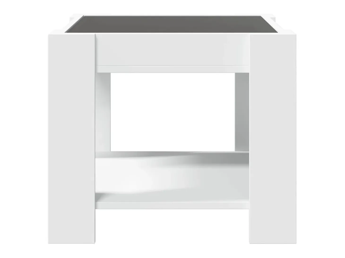 Mesa de centro con LED madera de ingeniería blanca 53x53x45 cm
