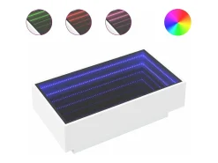 Mesa de centro con LED madera de ingeniería blanca 90x50x30 cm