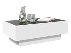 Mesa de centro con LED madera de ingeniería blanca 90x50x30 cm