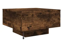 Mesa de centro con luces LED roble ahumado 55x55x31 cm