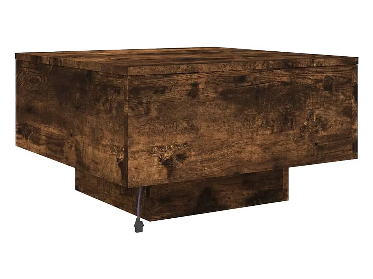 Mesa de centro con luces LED roble ahumado 55x55x31 cm