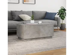 Mesa de centro con luces LED gris hormigón 90x50x40 cm