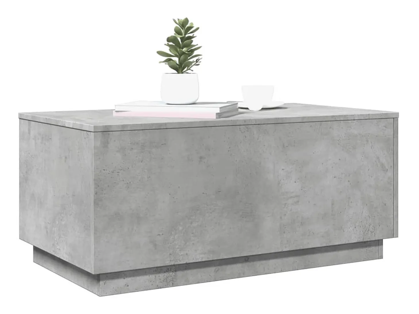 Mesa de centro con luces LED gris hormigón 90x50x40 cm