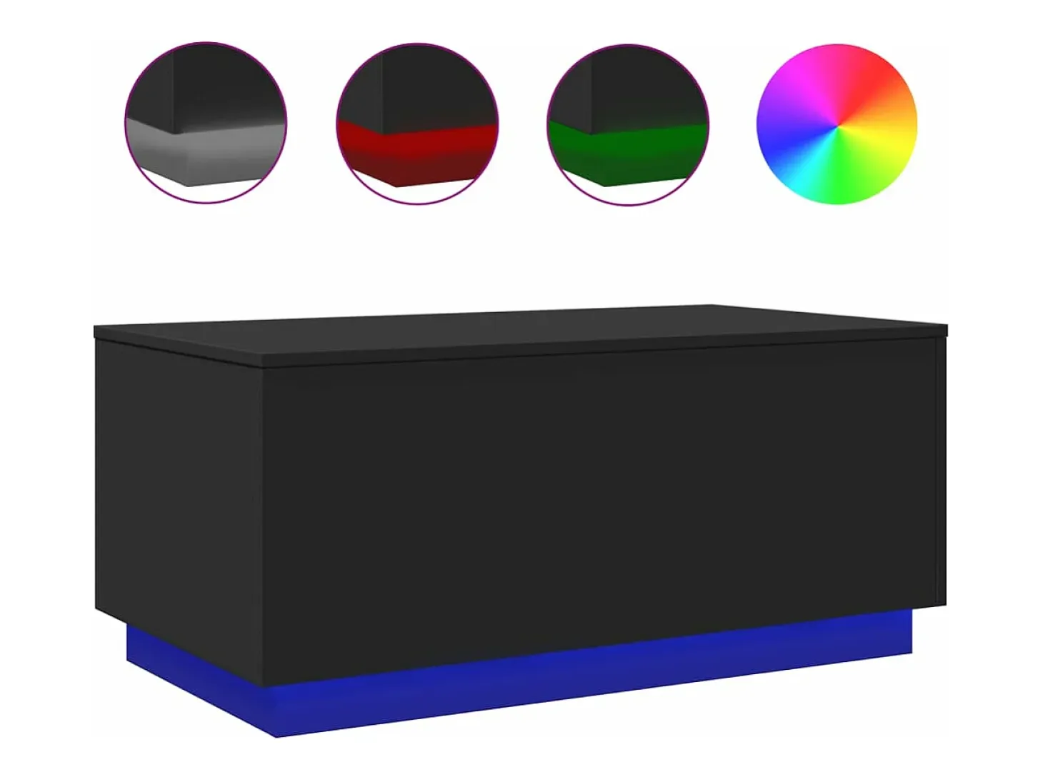 Mesa de centro con luces LED negro 90x50x40 cm