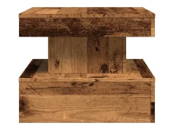 Mesa de centro con luces LED madera envejecida 50x50x40 cm