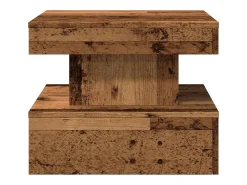 Mesa de centro con luces LED madera envejecida 50x50x40 cm