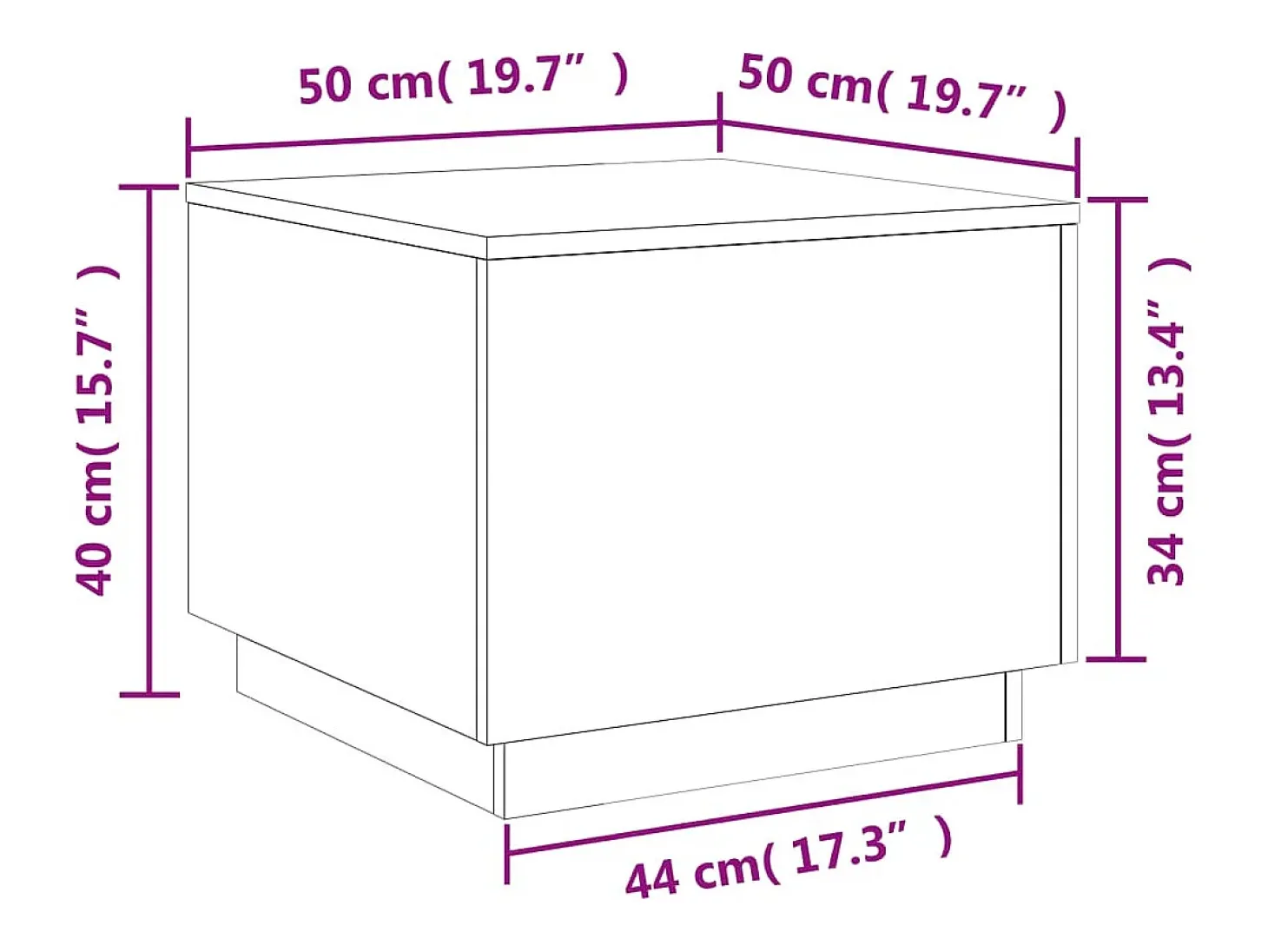 Mesa de centro con luces LED blanco 50x50x40 cm