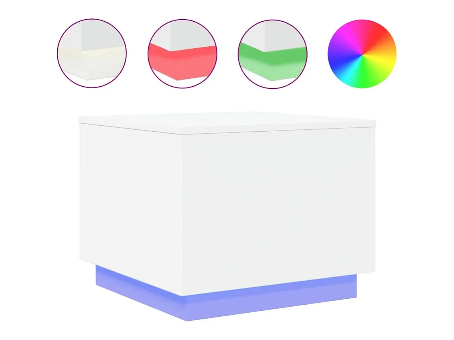 Mesa de centro con luces LED blanco 50x50x40 cm