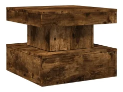 Mesa de centro con luces LED roble ahumado 50x50x40 cm