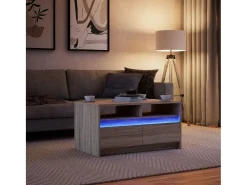 Mesa de centro con luces LED madera de ingeniería roble Sonoma