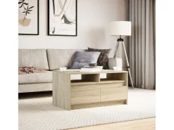 Mesa de centro con luces LED madera de ingeniería roble Sonoma
