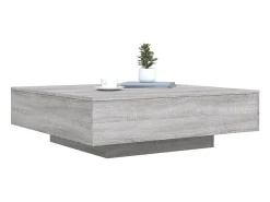 Mesa de centro con luces LED gris Sonoma 100x100x31 cm