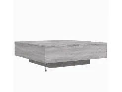Mesa de centro con luces LED gris Sonoma 100x100x31 cm