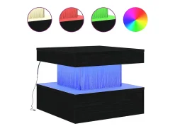 Mesa de centro con luces LED roble negro 50x50x40 cm