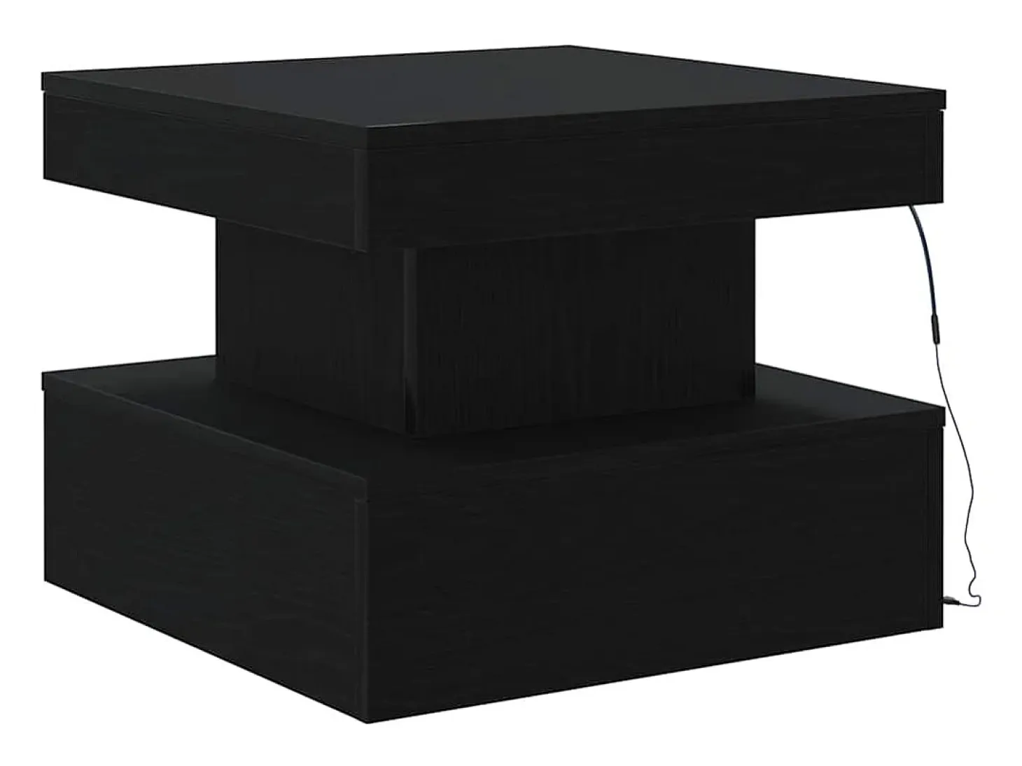 Mesa de centro con luces LED roble negro 50x50x40 cm