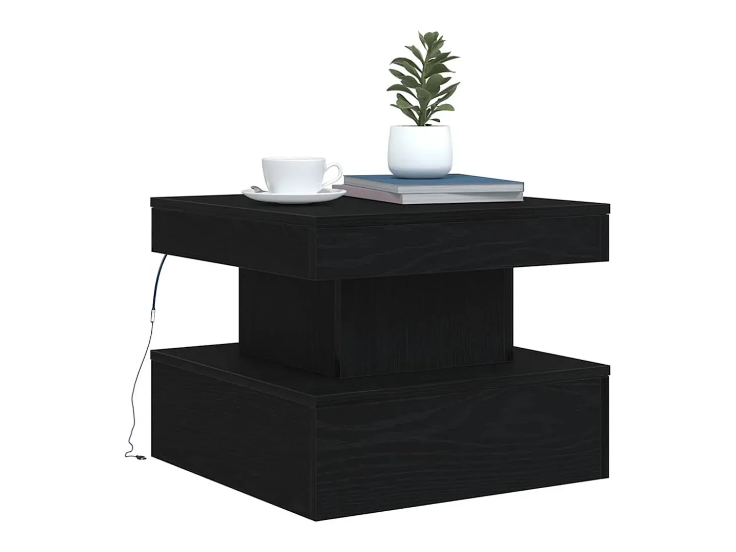 Mesa de centro con luces LED roble negro 50x50x40 cm