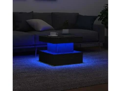 Mesa de centro con luces LED roble negro 50x50x40 cm