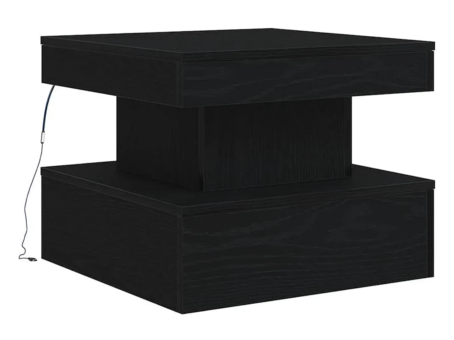 Mesa de centro con luces LED roble negro 50x50x40 cm
