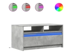 Mesa de centro con luces LED madera de ingeniería gris hormigón