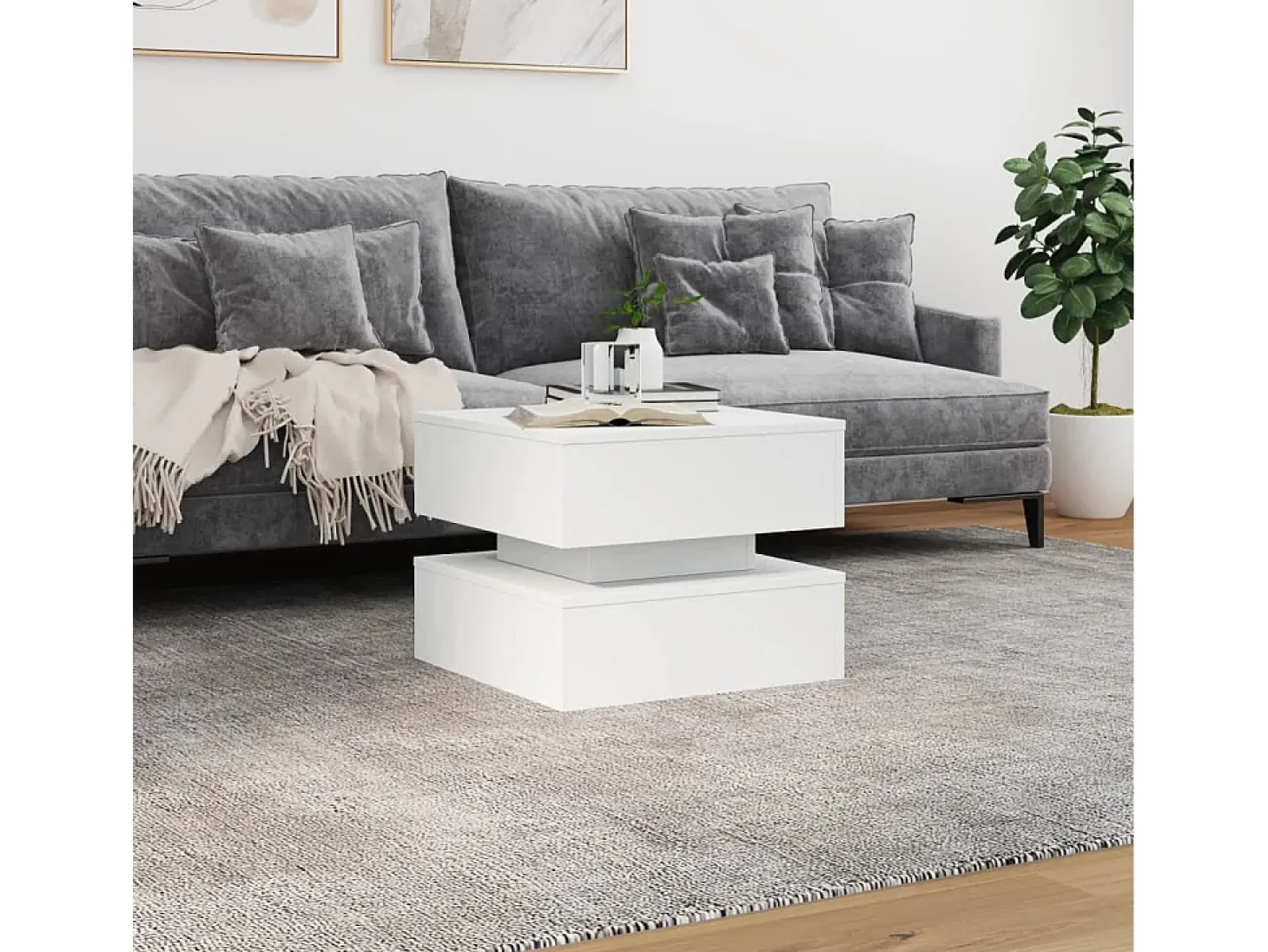Mesa de centro con luces LED blanco 50x50x40 cm