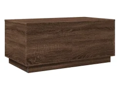 Mesa de centro con luces LED marrón roble 90x50x40 cm