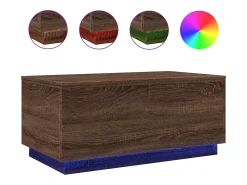 Mesa de centro con luces LED marrón roble 90x50x40 cm