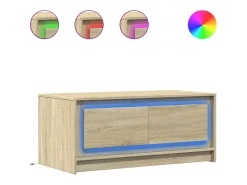 Mesa de centro con luces LED madera de ingeniería roble Sonoma