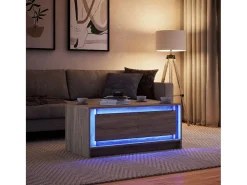Mesa de centro con luces LED madera de ingeniería roble Sonoma