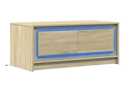 Mesa de centro con luces LED madera de ingeniería roble Sonoma