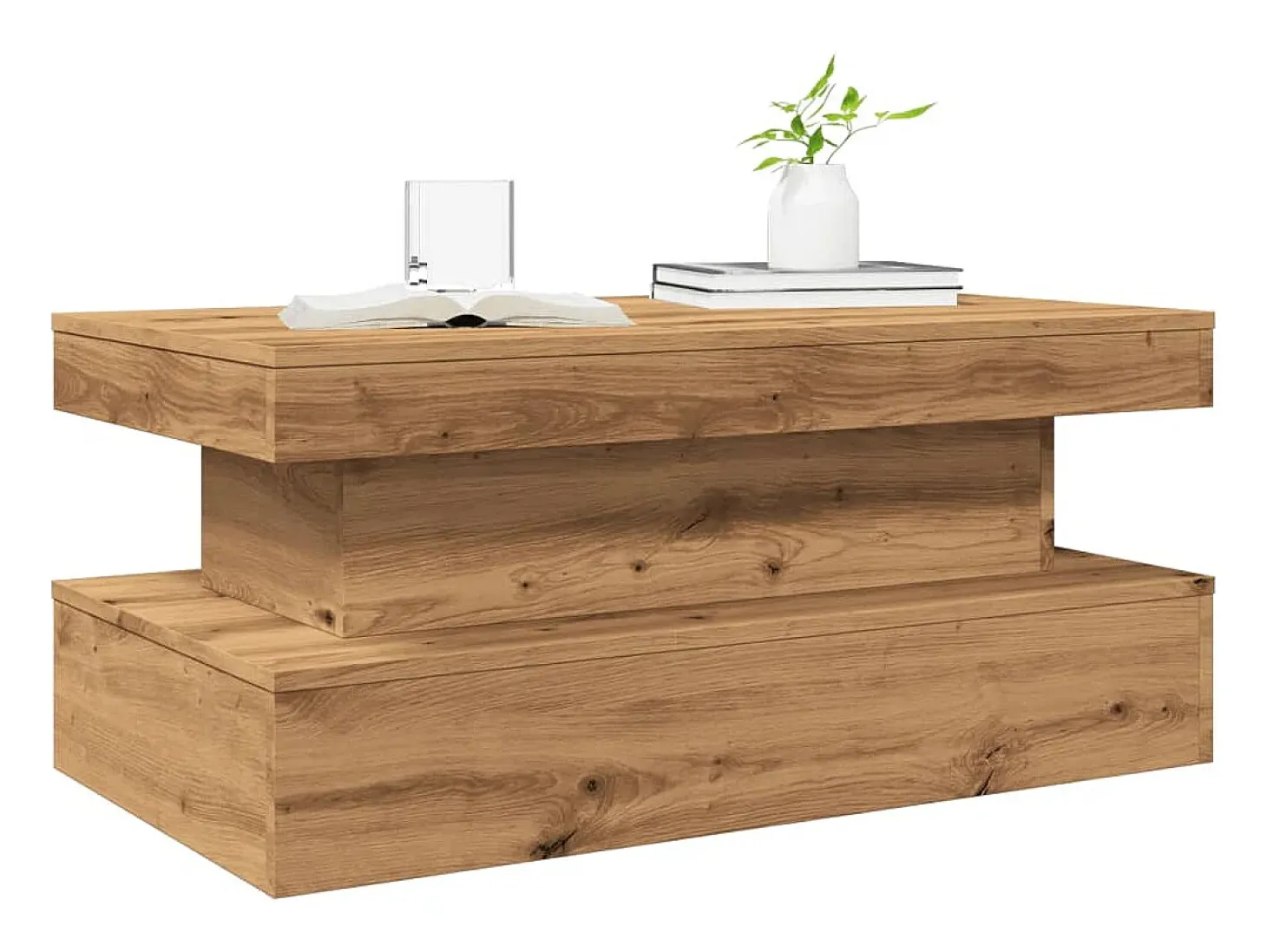 Mesa de centro con luces LED roble artisian 90x50x40 cm