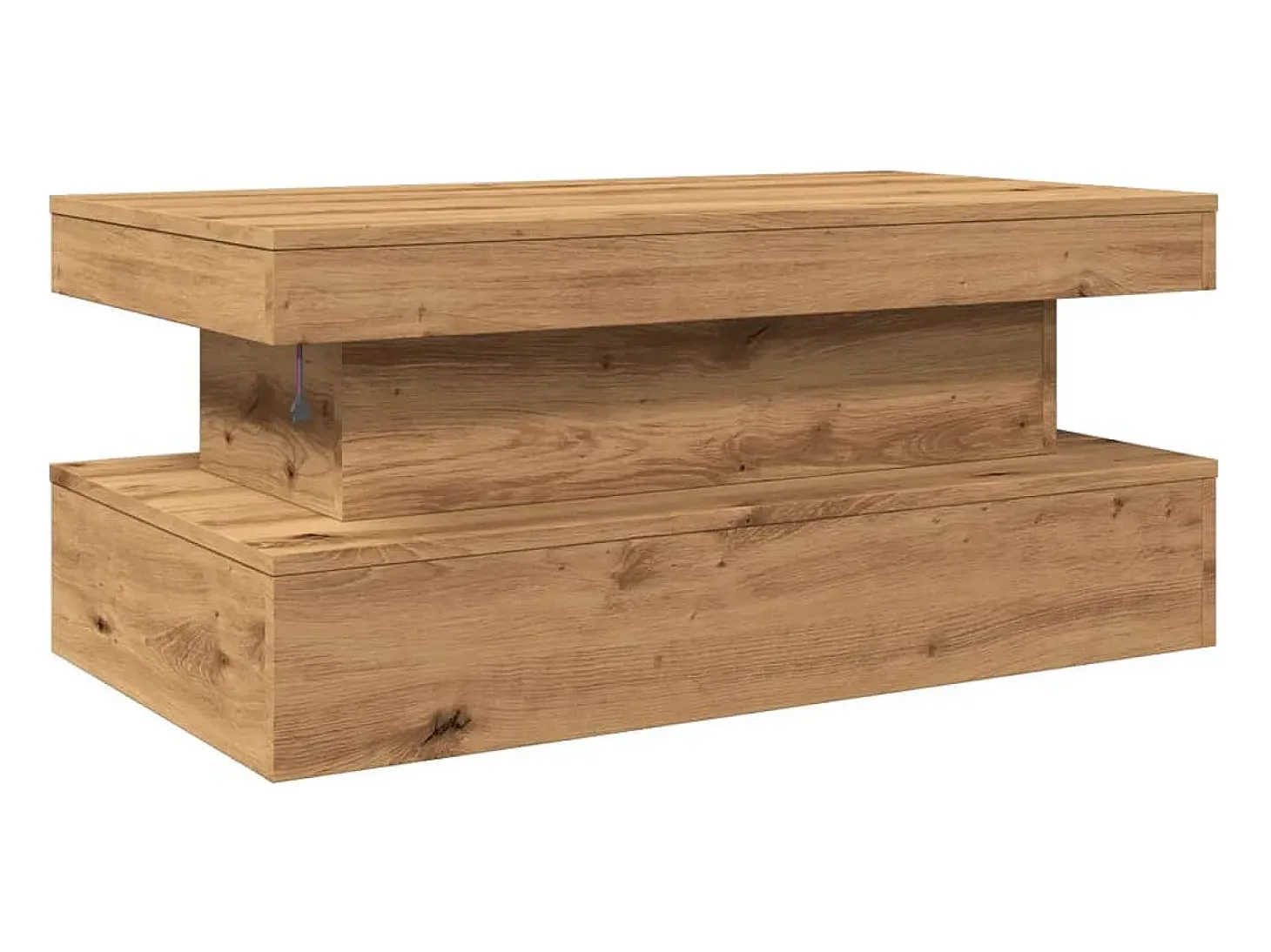 Mesa de centro con luces LED roble artisian 90x50x40 cm