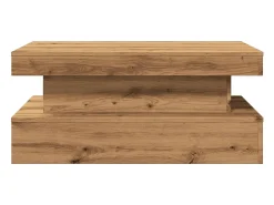 Mesa de centro con luces LED roble artisian 90x50x40 cm