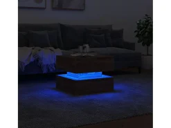 Mesa de centro con luces LED marrón roble 50x50x40 cm