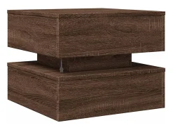 Mesa de centro con luces LED marrón roble 50x50x40 cm