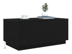 Mesa de centro con luces LED roble negro 90x50x40 cm