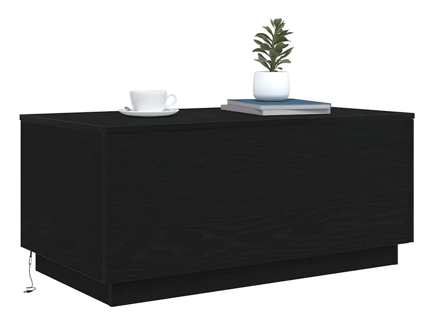 Mesa de centro con luces LED roble negro 90x50x40 cm