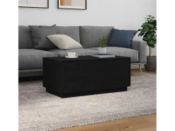 Mesa de centro con luces LED roble negro 90x50x40 cm