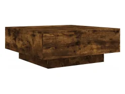 Mesa de centro con luces LED roble ahumado 80x80x31 cm