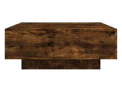 Mesa de centro con luces LED roble ahumado 80x80x31 cm